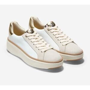 Cole Haan Women's Grandpro Topspin Sneaker White Leopard Leather Size 10 NIB